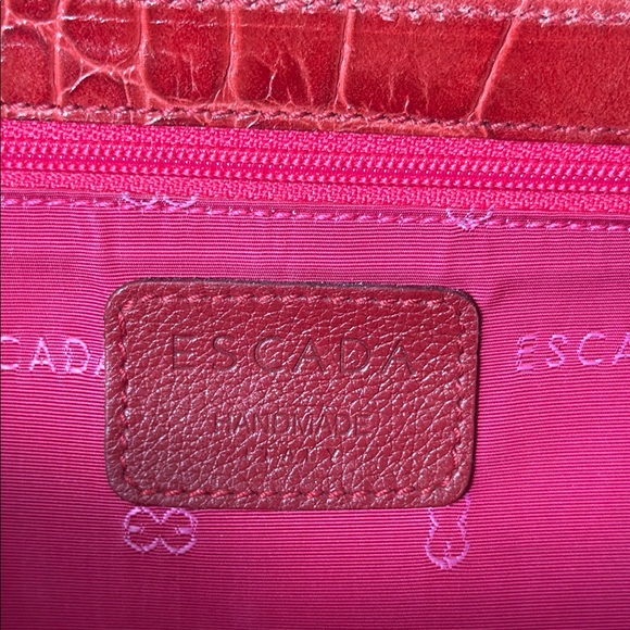 Escada Red Crocodile Embossed Leather Bag - Picture 12 of 15
